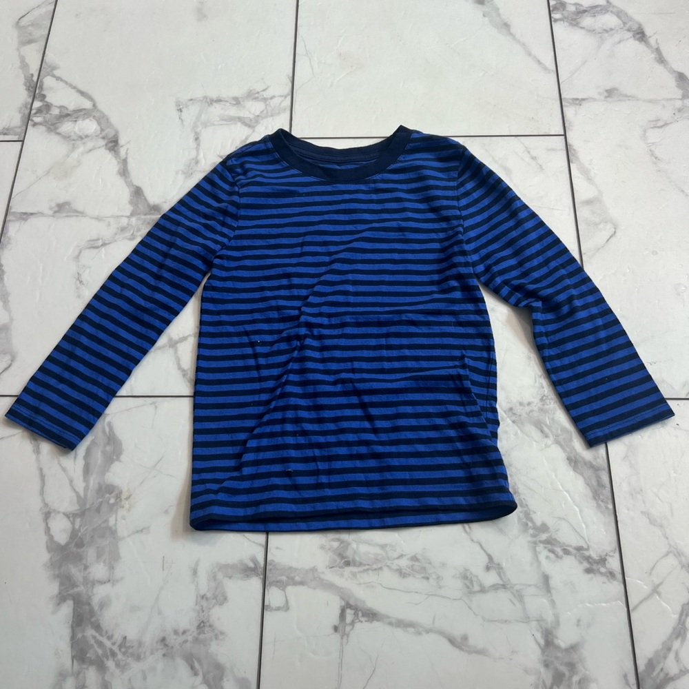 Cat & Jack Navy and Black Striped Long Sleeve Tee